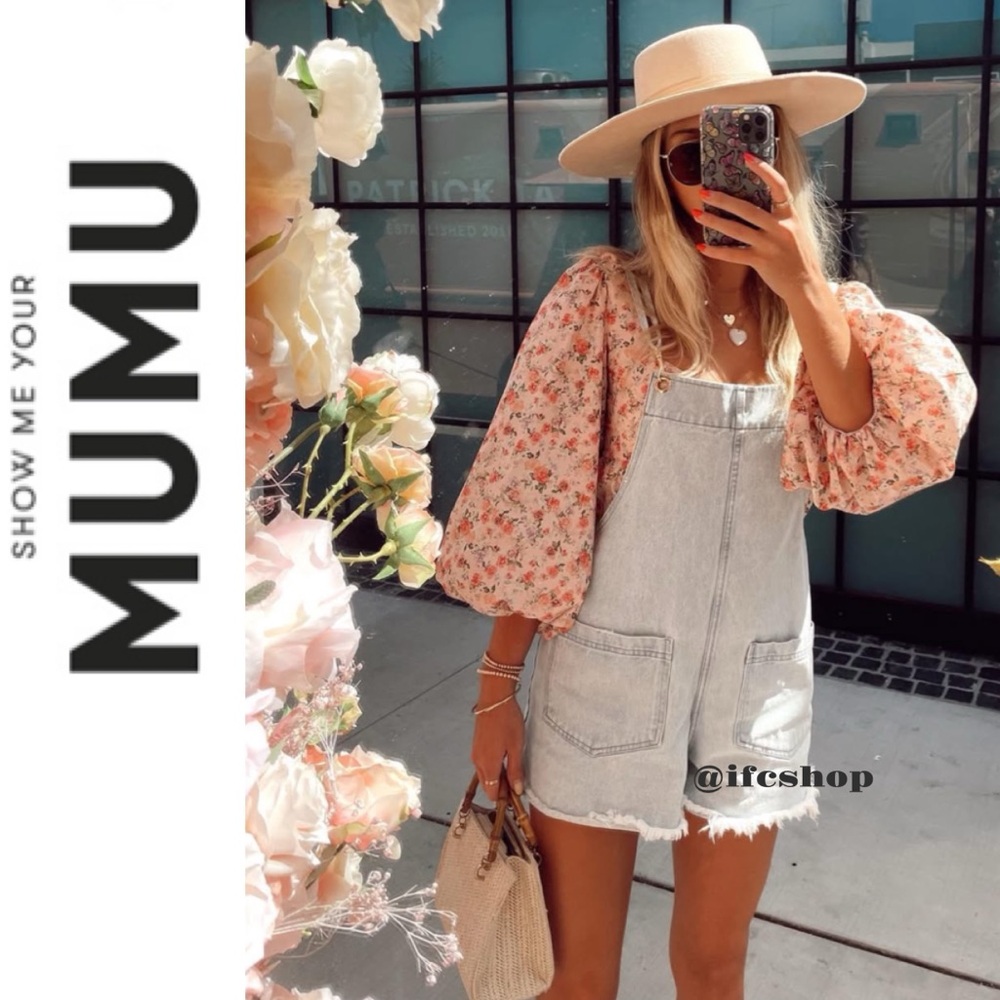 Show Me Your Mumu Trude Denim Romper in Lakeridge XS